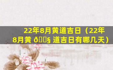 22年8月黄道吉日（22年8月黄 🐧 道吉日有哪几天）